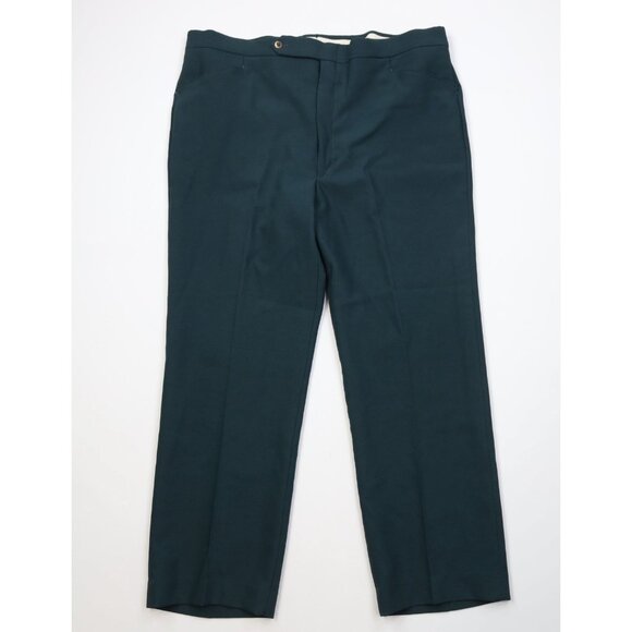 Vintage 70s Streetwear Mens 42x30 Faded Knit Flared Wide Leg Chino Pants Green